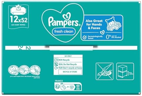 Pampers Fresh & Clean Islak Bebek Mendili, 12 paket, 624 Islak Mendil