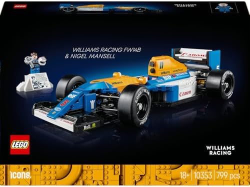 Icons Williams FW14B ve Nigel Mansell 10353 – Yetişkinler için Sürücü Figürü, Kupa ve Sergileme Standı İçeren Model Yapım Seti – Kadınlar ve Erkekler için Hediye Fikri (797 Parça)