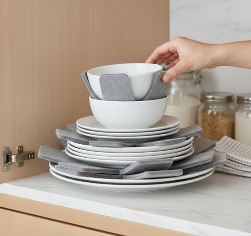 6 Adet Keçe Tencere ve Tabak Koruyucu – 30 cm Çizilme ve Kırılma Önleyici Porselen, Tava ve Tencere Ayıracı, Mutfak Saklama Keçesi, Tabak Arası Koruyucu Pad Seti