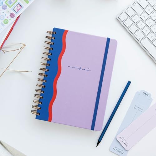 A5 Spiralli Sert Kapak Lastikli Düz - Çizgisiz Tarihsiz Not Defteri Lila