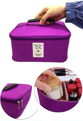 Seyahat Tipi Bölmeli Makyaj Kozmetik Çantası Organizer (Mor)