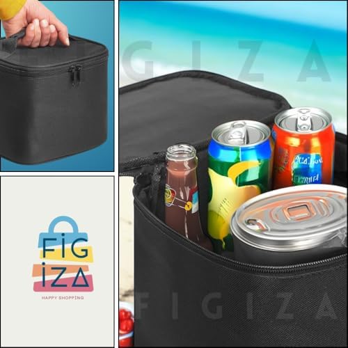 FİGİZA 8 Litre Termos Çanta – Isı Yalıtımlı Termal Yemek ve İçecek Taşıma Çantası, & Soğuk Koruma, Piknik, Kamp, Ofis, Seyahat ve Araç Kullanımı İçin Uygun, Sızdırmaz ve Silinebilir (siyah)