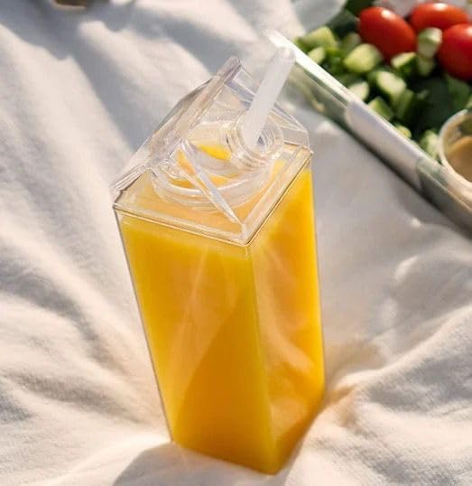 Süt Kutu Tasarımlı Su Kahve Içecek Şişesi | Cam Değildir | Kahve Ve Sunum Bardağı Ve Matarası 500-600ml