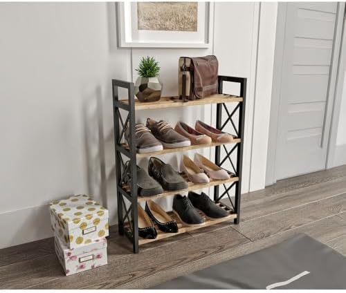 Masif 4 Katlı – 45x18x64 cm, Plastik Yan Ayaklı MDF Raflı Ayakkabı Düzenleyici, Kolay Temizlenebilir, Modern Tasarım, Dayanıklı ve Pratik Saklama Ünitesi