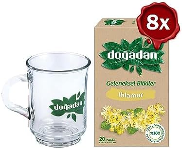 Doğadan Ihlamur Çayı 20'li x 8 ve Doğadan Cam Bardak Hediyeli