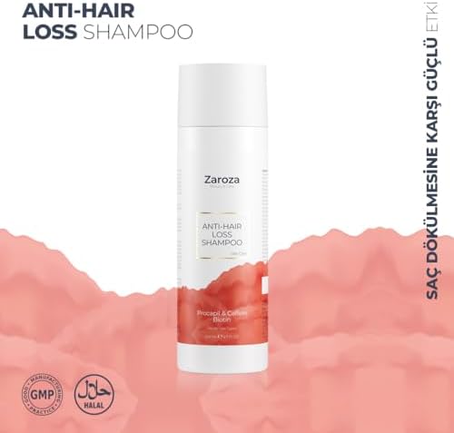 Zaroza Saç Dökülmesine Karşı Şampuan, Erkekler ve Kadınlar için DHT Engelleyici Şampuan, Biotin, Kafein, Procapil ile Besleyici ve Saç Kalınlaştırıcı - Sülfatsız - İncelen Saçlar için Sağlıklı Büyüme