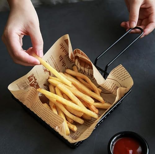 Gazete Desenli Yağlı Kağıt, Mutfak Sunum Kağıdı, 50 veya 100 Adet Seçeneği (50)