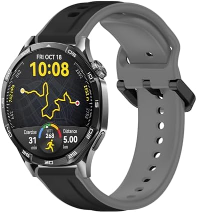 22mm ile Uyumlu Saatler için Çift Renkli Şerit Model 46mm Silikon Kordon (GT5 Pro/GT5/GT4/ 4 Pro/GT3/GT3 Pro/GT2/GT2 Pro) Galaxy (Gear S3/ 46mm)