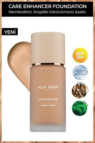 Alix Avien Kırışıklık Karşıtı Nemlendirici SPF30 Parlak Bitişli Fondöten Care Enhancer 817 Cool Honey