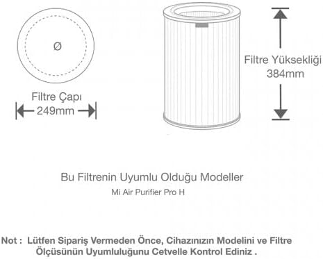 Smart Air Purifier Pro H Uyumlu H13 HEPA + Aktif Karbon Filtre | RFID Çipli | Mavi Renk | Yüksek Verimli 3 Katmanlı Filtrasyon