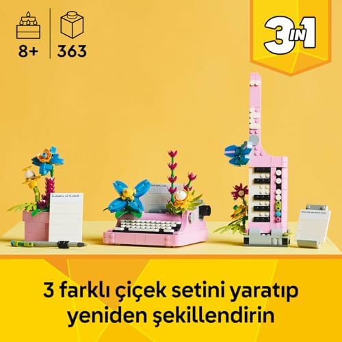 Creator 3’ü 1 Arada Çiçekli Daktilo 31169-8 Yaş ve Üzeri Çocuklar için Keytar veya Saksıya Dönüşebilen Yaratıcı Oyuncak Yapım Seti, Doğum Günü Hediyesi (363 Parça)