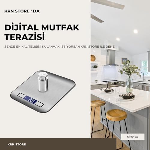 1 adet 5kg Çok Fonksiyonlu Elektrikli Dijital Mutfak Tartısı Ekranı, Yüksek Hassasiyetli Su Geçirmez Ölçekleme, Pişirme, Keto ve Yemek Hazırlığı için Paslanmaz Çelik Yüzeyli Ölçekleme