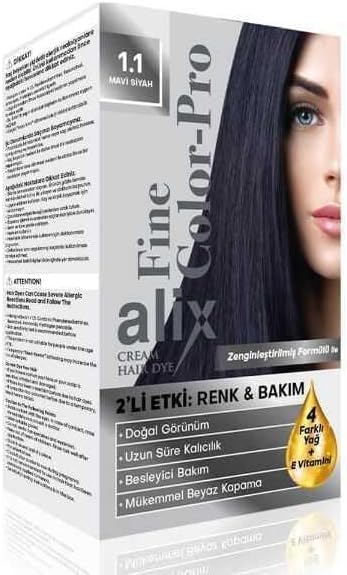 Alix Kit Saç Boyası 50 ml 1.1 Mavi Siyah