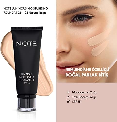 Note Luminous Moisturizing 02 Natural Beige Nemlendirici Etkili SPF 15 Kapatıcı Fondöten
