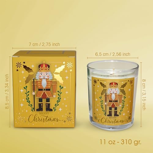 – Kurşun Asker (Nutcracker) Tasarımlı Mum, Sarı Renk Temalı, 135 g Doğal Biyo, 40 Saat Yanma Süresi, Cam Kavanoz, Şık Bristol Kutulu, Yılbaşı Koleksiyonu Hazır Hediye