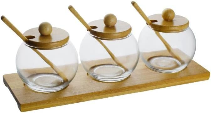 Bambu Standlı 3'lü Cam Baharatlık, Borasilikat, 3'lü Baharat Seti - Şık ve Fonksiyonel Bambu Standlı Mutfakta Düzeni ve Lezzeti Bir Arada Yaşayın!