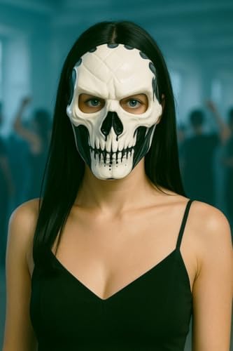 Halloween Maske İskelet Kuru Kafa Siyah Beyaz