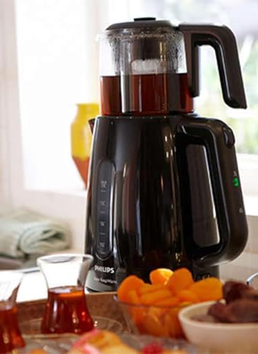 Daily Çay Makinesi - Otomatik Tutma, 1.9L Su Isıtıcısı, 0.9L Cam Demlik, Hızlı Kaynatma 1700W, Kireç Filtresi, Kolay Dökme İçin Kablosuz Taban (HD7301/00)