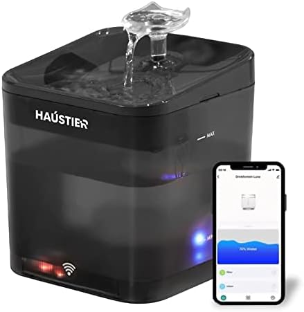 Haustier WF004 Akıllı Kedi Köpek Su Sebili Su Şelalesi Su Pınarı, Uv Su Filtrelemeli - Smart Wifi - App, Bpa Içermez,Ultra Sessiz (Siyah)
