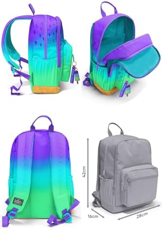 Dört Bölmeli Mor Lila Renk Geçişli Ortaokul Çantası - Kız Çocuk