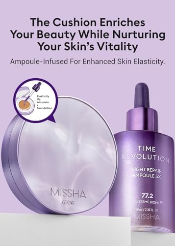MISSHA Yoğun Kapatıcı, Nemli ve Parlak Bitişli Cushion Glow Layering Fit Cushion No21 Vanilla SPF50+/PA++++