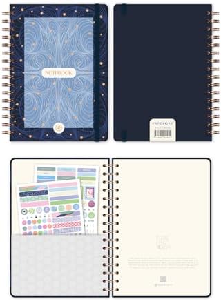 A5 Spiralli Sert Kapak Lastikli Kareli Not Defteri Lacivert