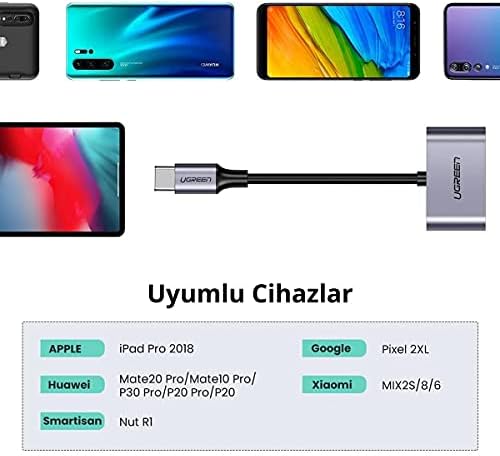 Type-C To 2 Type-C Kulaklık Ve Şarj Dönüştürücü