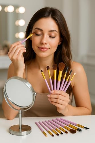 9 Parça Profesyonel Yumuşak Makyaj Fırça Seti ve Allık