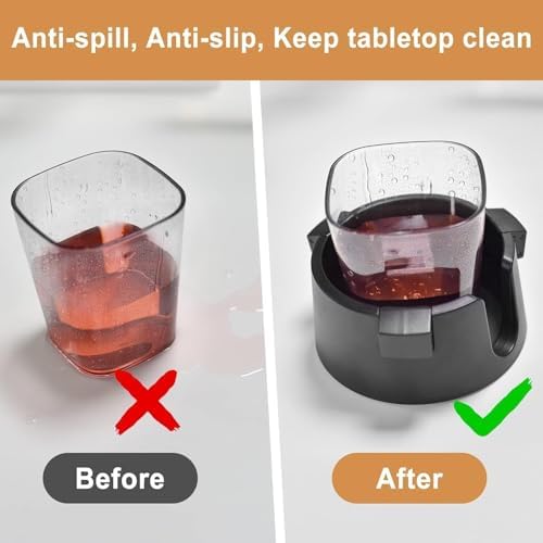 Masa Bardaklığı, Dökülmeyi Önleyen Yaylı Tasarım, Yapışkan Tabanlı Ayarlanabilir, Devrilmeyen Bardak Tutucu, Masa, Ofis, Karavan, Tekne ve Dış Mekan Kullanımı İçin (Siyah)