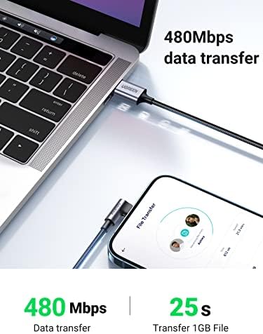 60521 Örgülü 90° Lightning Şarj ve Data Kablosu, Siyah, 1 Metre