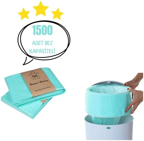 BAMM BAMM 16L Korbell Çöp Kutuları İle Uyumlu 1500 Bebek Bezi Kapasiteli 2 Paket Yerli Çöp Poşeti