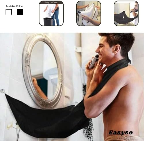 EASYSO Desire Pratik Sakal Kesme Örtüsü, Siyah, Tela Kumaş Berber/Kuaför Önlüğü Black Standart Boy Saç Kesme Örtüsü Vantuzlu