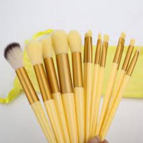 13’lü Sarı Makyaj Fırça Seti – Profesyonel Yumuşak Kıl Fırçalar – Fondöten, Allık, Far ve Göz Makyajı İçin Kusursuz Uygulama