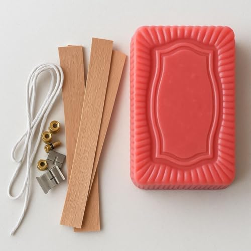 NS-era Sedefli Pembe Renkli Vanilya ve Çilek Kokulu Parafin 500 g, ahşap fitil ve ip fitil Mum Yapım Seti