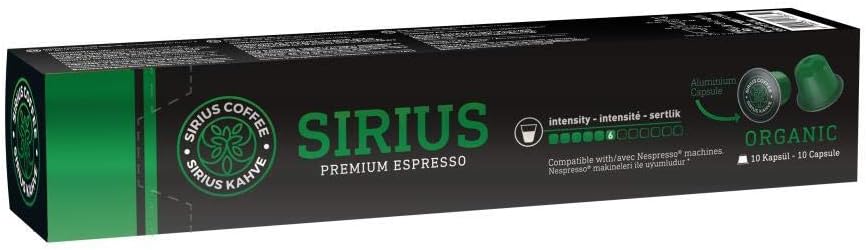 Sirius Premium Kapsül Kahve 6 Organic (Nespresso Uyumlu) - 10 Adet