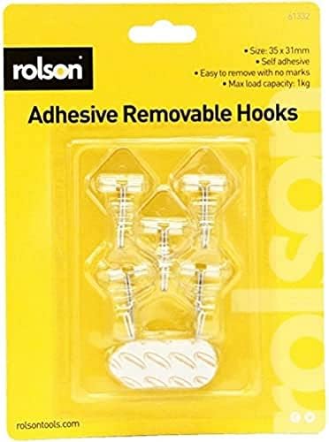 61332 5 pc 35 x 11 mm Removable Adhesive Metal Hooks