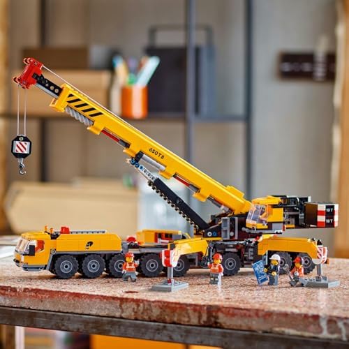 City Sarı Mobil İnşaat Vinci 60409, 9 Yaş ve Üzeri Çocuklar için Yaratıcı Oyuncak Yapım Seti (1116 Parça)