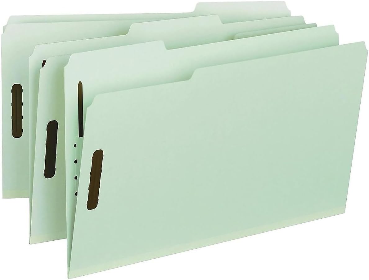 100 Geri Dönüşümlü Baskı Panosu Bağlantı Elemanı Dosya Klasörü, 2 Bağlantı Elemanı, 1/3 Kesimli Tab, 1 "Genişletme, Yasal Boyut, Gri/Yeşil, Kutu başına 25 (20003)