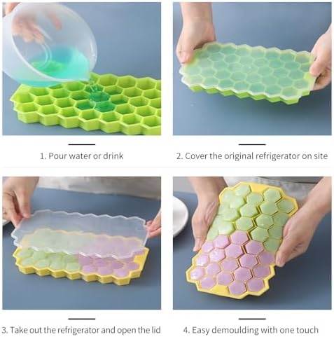 2 ADET Esnek Yapıya Sahip Kapaklı Petek Buz Kalıbı Pratik Hazneli Buzluk Çikolata Kalıbı Tepsisi, Buz Topu Yapma