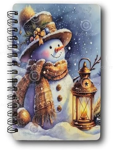 Simli Defter A5 Yeni Yıl Çizgisiz Spiralli 14x21 cm Yılbaşı Kardanadam