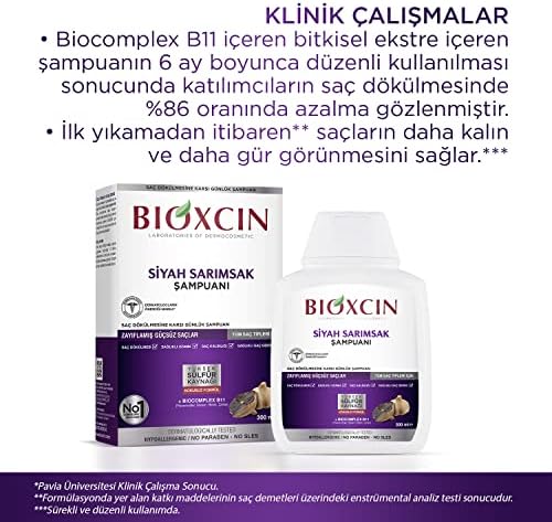 Bioxcin Siyah Sarımsak 3 Al 2 Öde Saç Dökülmesine Karşı Bitkisel Şampuan (3 x 300 ml)