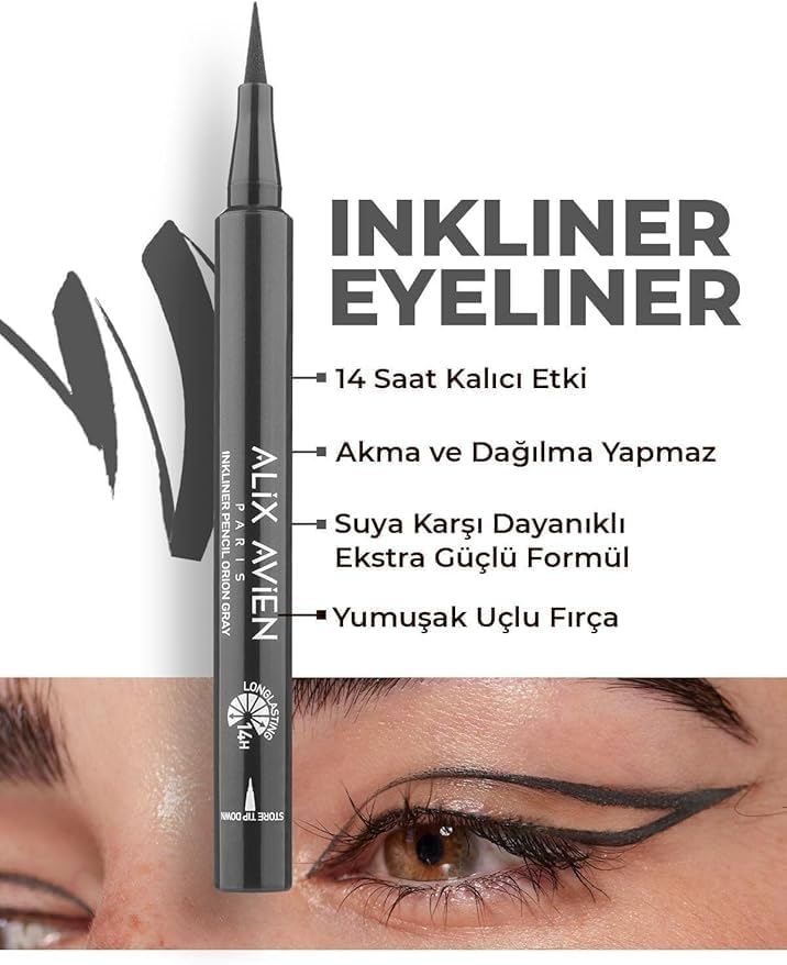 ALIX AVIEN Uzun Süre Kalıcı, Suya Dayanıklı Ve Yumuşak Uçlu Gri Göz Kalemi - Inkliner Eyeliner Orion Gray