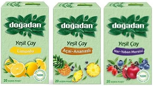 Yeşil Çay Deneme Seti, Nar Yaban Mersini, Limonlu, Ananaslı (3 Adet)
