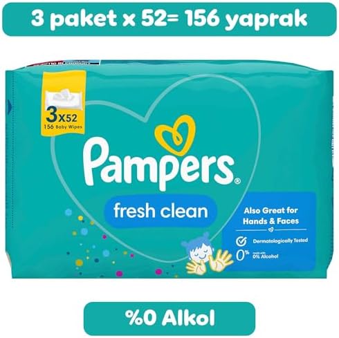 Pampers Fresh & Clean Islak Bebek Mendili, 3 paket, 156 Islak Mendil