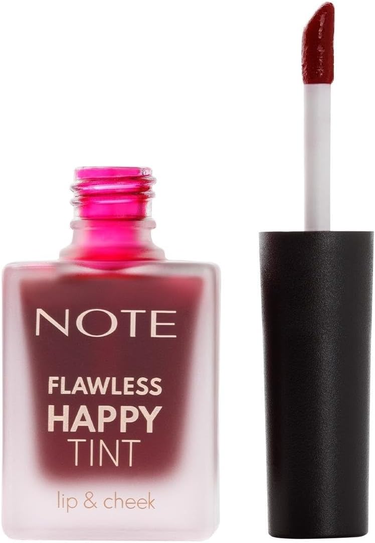Note Flawless Happy Tint Lip & Cheek 02 Wild Cherry Dudak ve Yanak Renklendirici Likit Allık, Mor