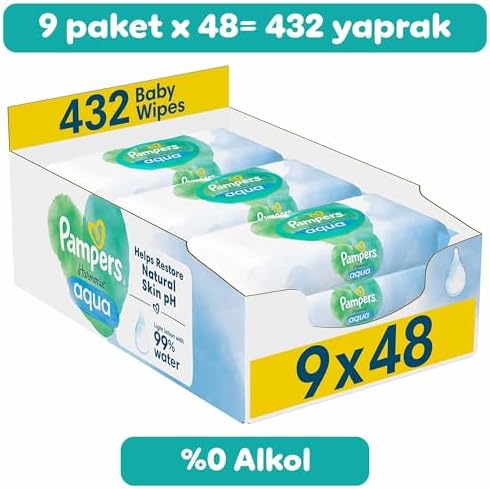 Pampers Prima Islak Havlu Mendil Aqua Pure 432 Yaprak 9'lu Fırsat Paketi