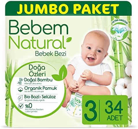 Bebem Natural Bebek Bezi 3 Beden Midi 34 Adet