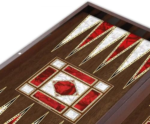 Star Tavla Büyük Boy Polyester Sedef İşlemeli 25x49x6 cm. Backgammon