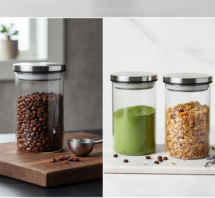 1 Adet 700ml Vakumlu Metal Kapaklı Borosilikat Cam Kavanoz (8.5cm*15cm)