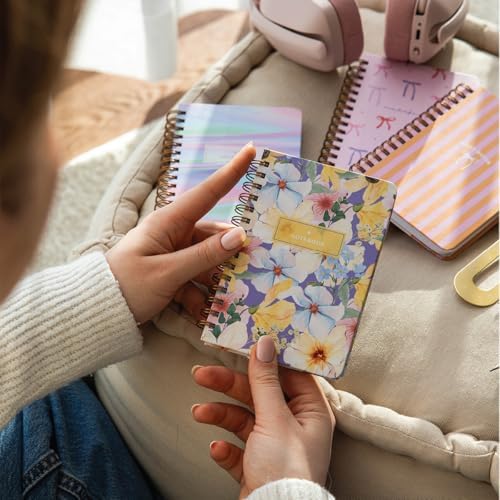 9x14 cm Sert Kapak Spiralli Çizgili 4’lü Cep Not Defteri Seti - Kurdele